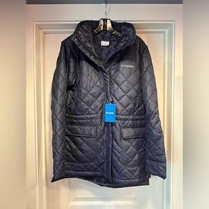 Womens Medium Columbia Copper Crest Novelty Jacket Blue Quilted Lined New Tag